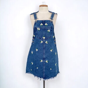 Divided by H&M Denim Mini Floral Overall Dress